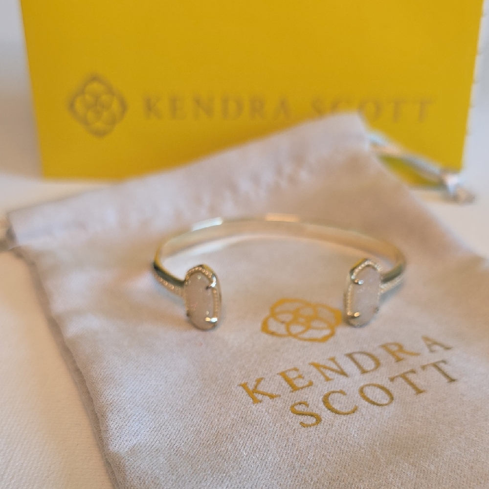 Kendra Scott Elton Gold Cuff Bracelet in Platinum Drusy